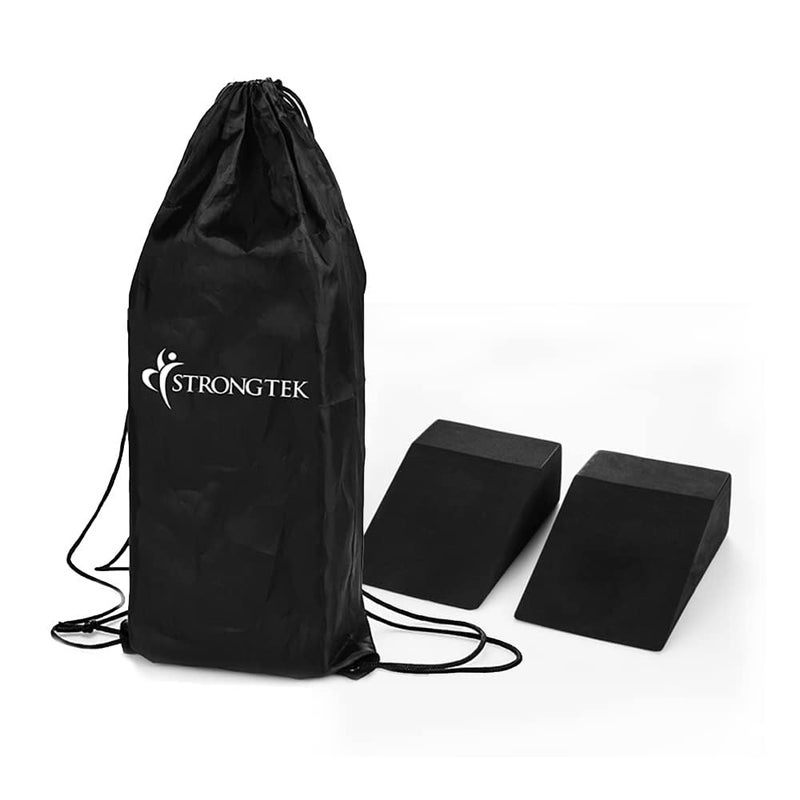 StrongTek Yoga Foam Wedge Blocks (Pair) Soft Wrist Wedge, Supportive Foot Exercise Accessories, Balance, Strength, Yoga Strap, Pilate, Fitness, Squat, Pushup, Plank, EVA Riser yoga block set (black) - Image 4